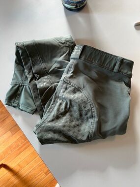 Smartpak Hadley Full Seat Dark Green Equestrian Breeches w Subtle Geometric Grip